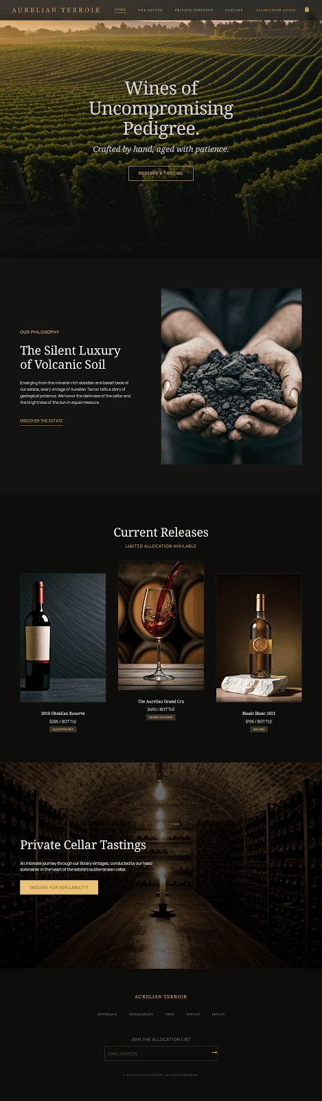 Aurelian Terroir Luxury Website