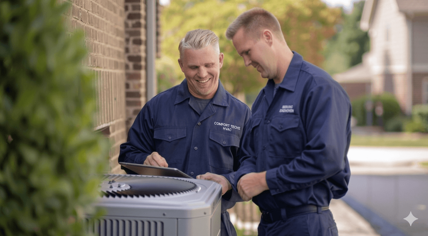 HVAC technician using FIX software on tablet
